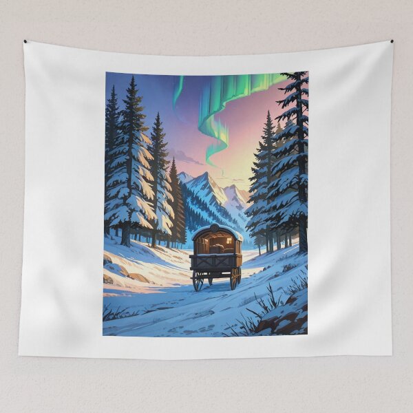 Item preview, Landscape - Winter Aurora Borealis, Nocturnal Sanctuary under Polar Lights designed and sold by AnimeShin.