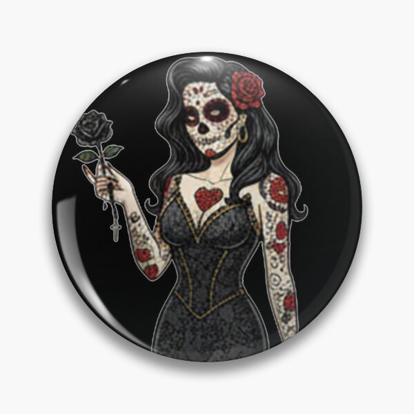 Item preview, Witch black sugar skull flower tattoo designed and sold by BellaAbreu8.
