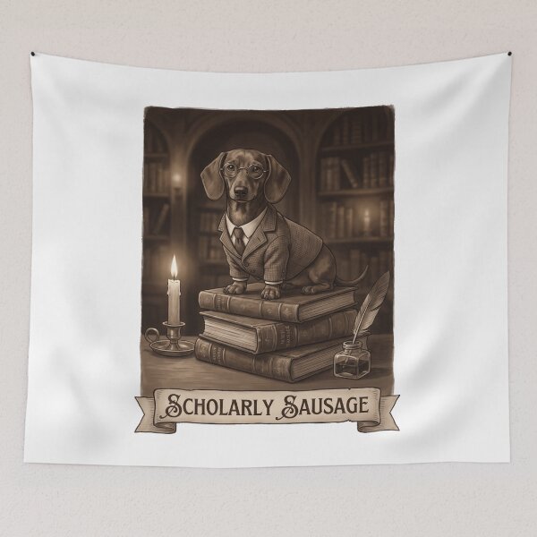 Item preview, Dark Academia Dachshund Vintage Library Poster Gift designed and sold by jgoteiner.