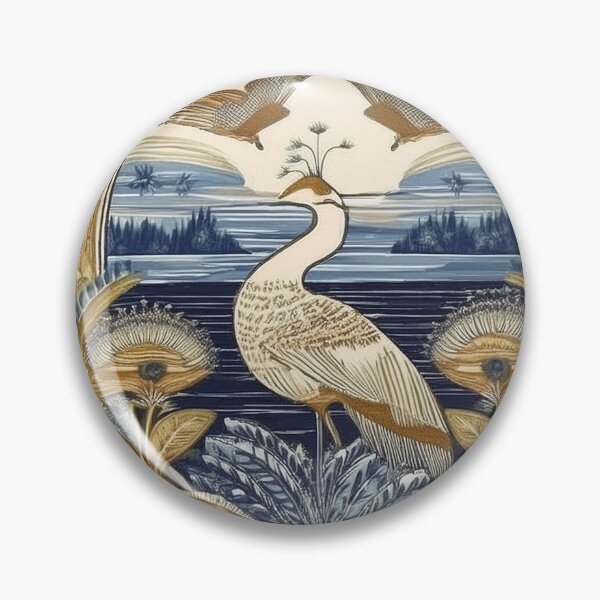 Item preview, Art Nouveau Crane - Vintage Botanical Bird Art in Navy and Gold designed and sold by Outlet Raloel.