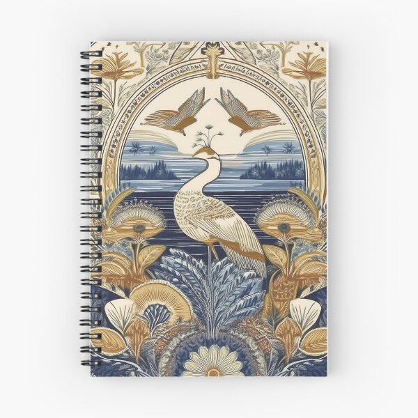 Item preview, Art Nouveau Crane - Vintage Botanical Bird Art in Navy and Gold designed and sold by Outlet Raloel.