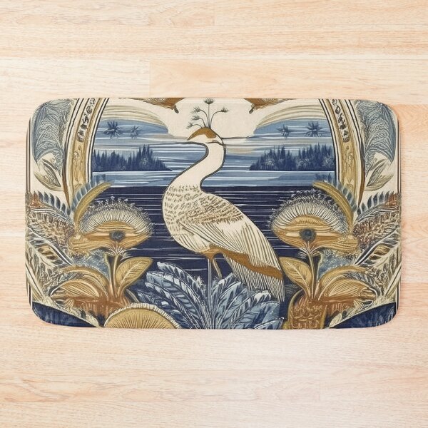 Item preview, Art Nouveau Crane - Vintage Botanical Bird Art in Navy and Gold designed and sold by Outlet Raloel.