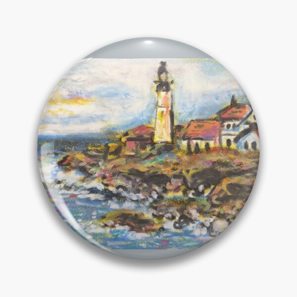 Item preview, Maine lighthouse northeast nautical landscape original art impressionistic designed and sold by Paintingladycat.