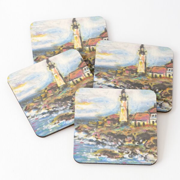 Item preview, Maine lighthouse northeast nautical landscape original art impressionistic designed and sold by Paintingladycat.