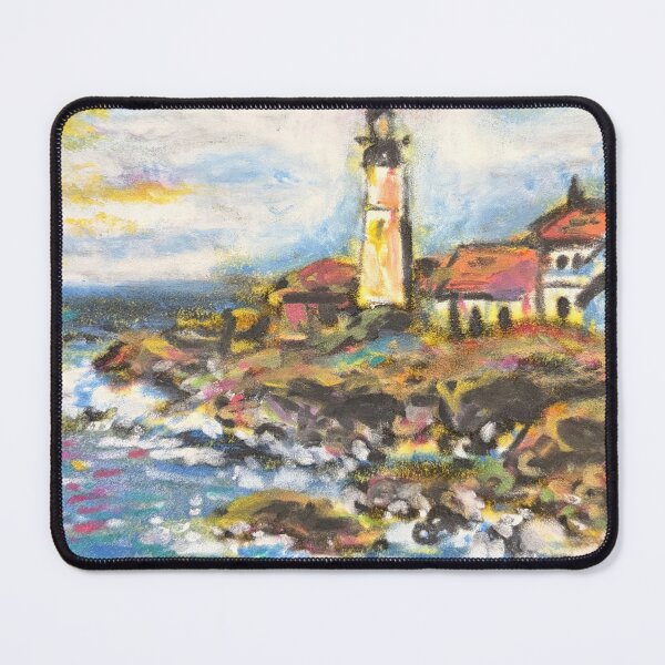 Item preview, Maine lighthouse northeast nautical landscape original art impressionistic designed and sold by Paintingladycat.