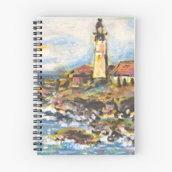 Item preview, Maine lighthouse northeast nautical landscape original art impressionistic designed and sold by Paintingladycat.