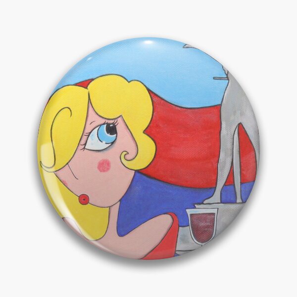 Item preview, Whimsical Blonde Girl with Wine and The Victor of Belgrade | Serbian Pop Art Illustration designed and sold by Art-Dijana.
