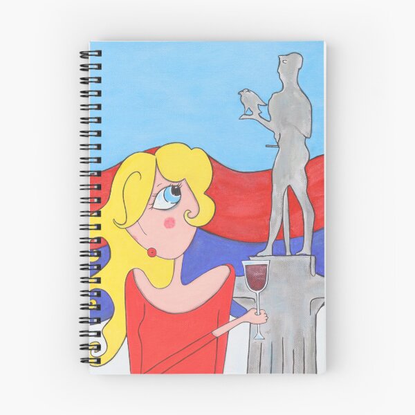 Item preview, Whimsical Blonde Girl with Wine and The Victor of Belgrade | Serbian Pop Art Illustration designed and sold by Diarta.