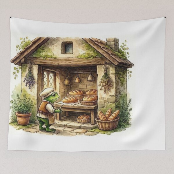 Item preview, Medieval Frog Baker | Cozy Cottagecore Storybook Watercolor designed and sold by Hugo-Biz.