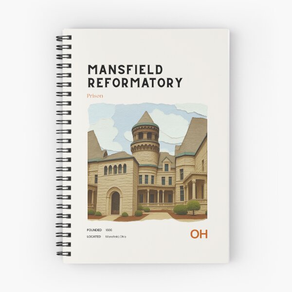 Item preview, Mansfield Reformatory Midcentury Modern Travel Poster designed and sold by GhostlyWorld.
