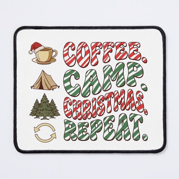 Item preview, Coffee Camp Christmas Repeat Retro Candy Cane Camping designed and sold by LuloCreative.