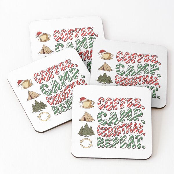 Item preview, Coffee Camp Christmas Repeat Retro Candy Cane Camping  designed and sold by LuloCreative.