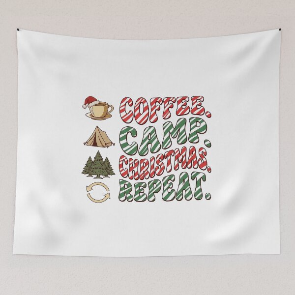 Item preview, Coffee Camp Christmas Repeat Retro Candy Cane Camping  designed and sold by LuloCreative.