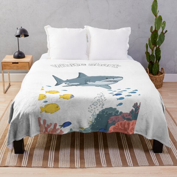 Item preview, Cute White Shark Cartoon Underwater Scene designed and sold by Nadir071010.