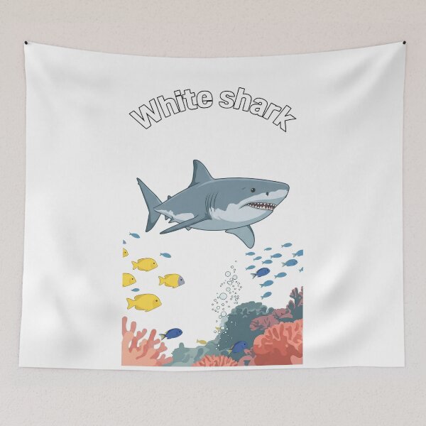 Item preview, Cute White Shark Cartoon Underwater Scene designed and sold by Nadir071010.