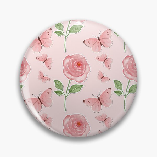 Item preview, Floral Aesthetic Watercolor Rose Pink Butterfly Cottagecore Soft Pastel Vibe Art designed and sold by Art IN Pack.