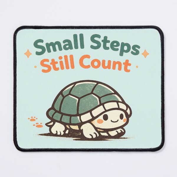 Item preview, Small Steps Still Count Cute Baby Turtle Motivational Quote | Encouragement Vector Sticker Design designed and sold by MAD's Recreation Studio.