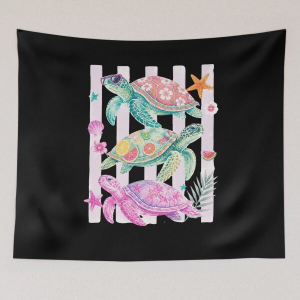 Item preview, Colorful Sea Turtles on Black designed and sold by abieran.