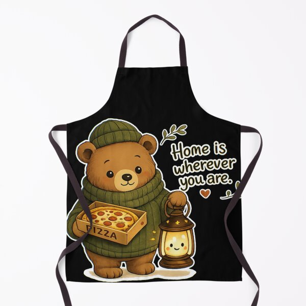 Item preview, Home Is Wherever You Are - Cute Bear with Pizza & Lantern designed and sold by Little Lantern Studio .