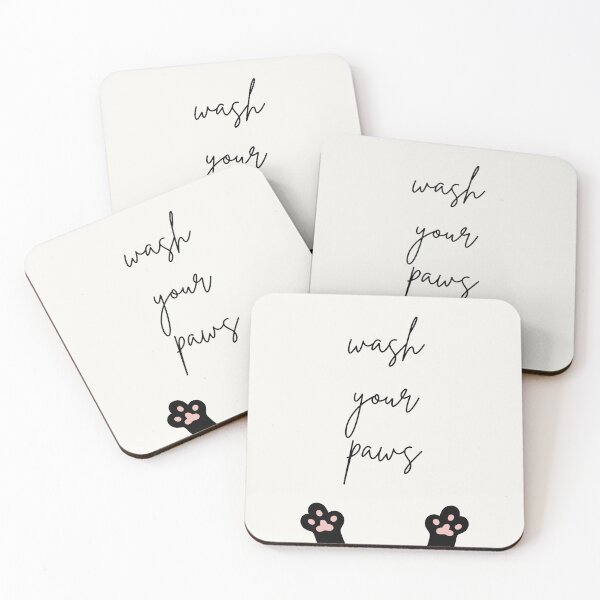 Item preview, Adorable Cat Paws Artwork with Funny Quote: "Wash Your Paws", Kitchen Dining Decor designed and sold by SpringTeaDesigns.