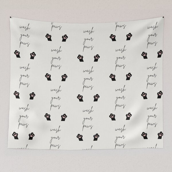 Item preview, Adorable Cat Paws Artwork with Funny Quote: "Wash Your Paws", Kitchen Dining Decor designed and sold by SpringTeaDesigns.