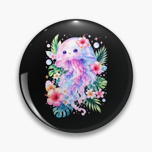 Item preview, Cheerful Jellyfish with Tropical Flowers designed and sold by abieran.