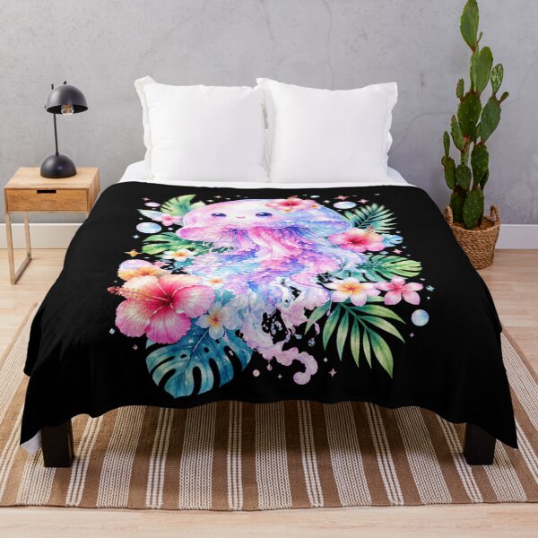 Item preview, Cheerful Jellyfish with Tropical Flowers designed and sold by abieran.