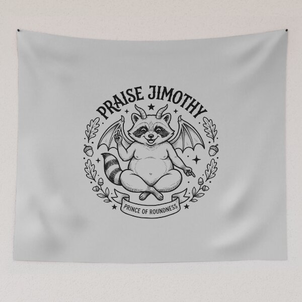 Item preview, Praise Jimothy Raccoon Baphomet With Wings And Horns designed and sold by ThreadRiotTees.