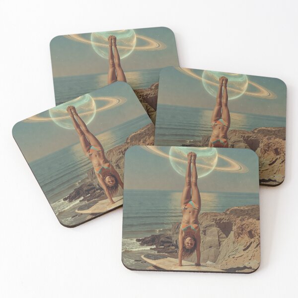 Item preview, Cosmic Libra – Surreal Saturn Handstand Poster | Surf Yoga Wall Art designed and sold by Cary-s.