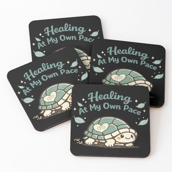 Item preview, Healing At My Own Pace Cute Turtle Mental Health Quote | Emotional Support Vector Sticker Design designed and sold by  MAD's Recreation Studio.
