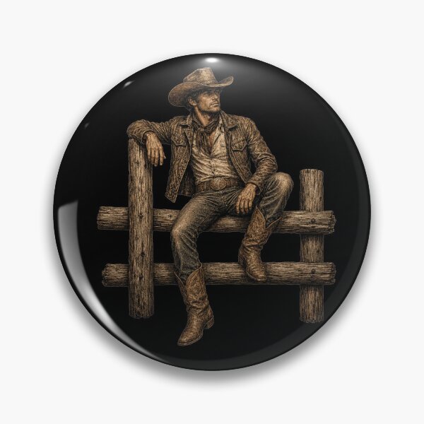 Item preview, Cowboy Sitting on Fence at Dusk Western Art  designed and sold by IdealDo.