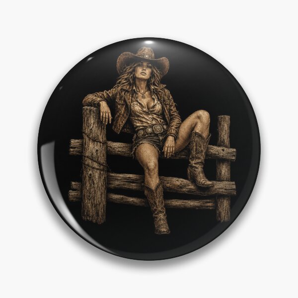 Item preview, Cowgirl Sitting on Fence at Dusk Western Art designed and sold by IdealDo.