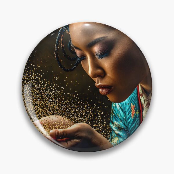 Item preview, Serene Woman with Colorful Hair and Golden Sand designed and sold by Artessie.