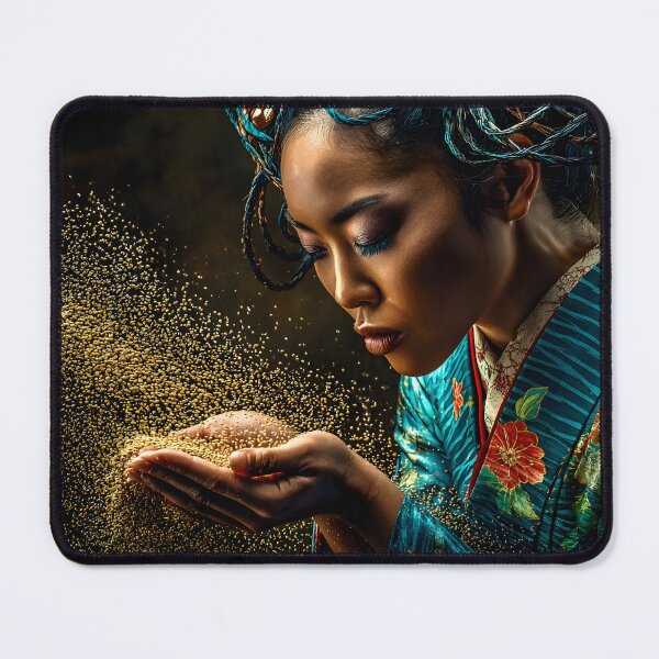 Item preview, Serene Woman with Colorful Hair and Golden Sand designed and sold by Artessie.