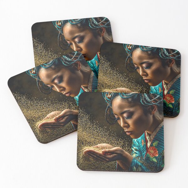 Item preview, Serene Woman with Colorful Hair and Golden Sand designed and sold by Artessie.