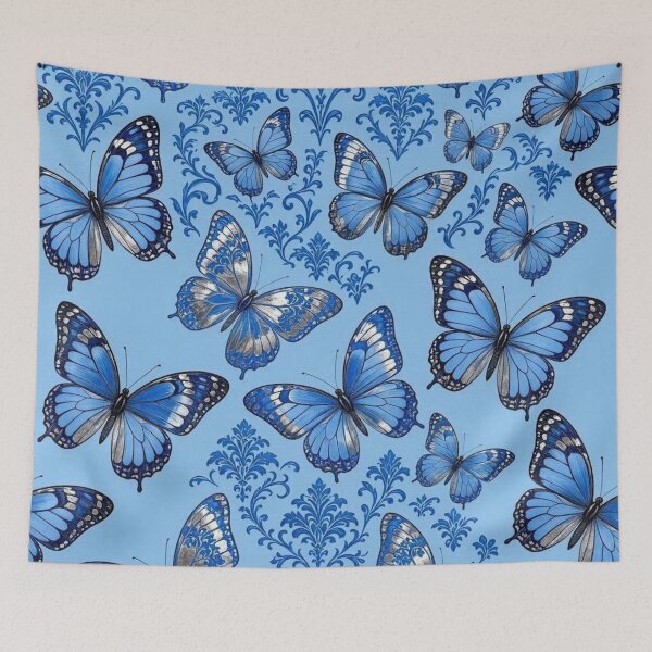 Item preview, Light Blue Butterflies & Damask designed and sold by DesignsByPrnces.