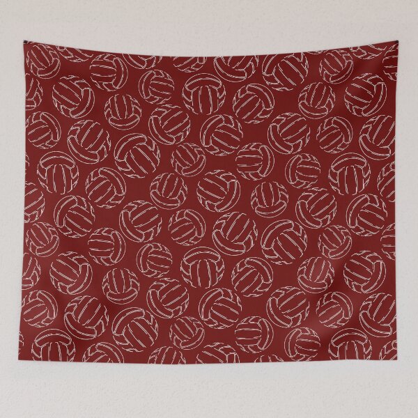 Item preview, Volleyballs line art sketch pattern - maroon designed and sold by katzdzynes.