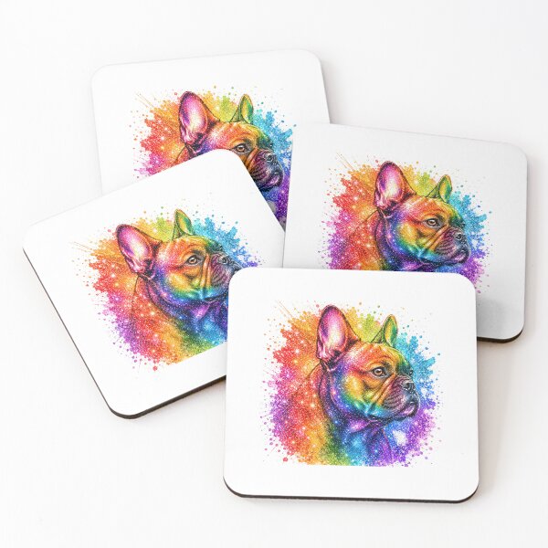 Item preview, Rainbow Glitter Watercolor French Bulldog Portrait designed and sold by shallia.