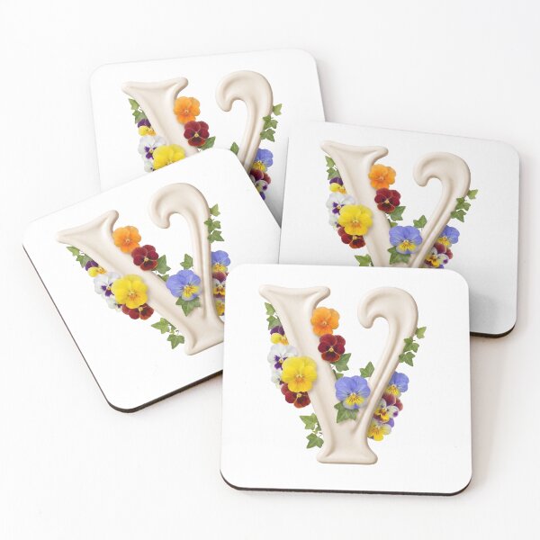 Item preview, Botanical Floral Letter V Monogram designed and sold by Helenaphotoart.