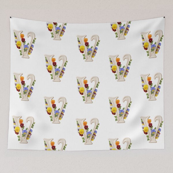 Item preview, Botanical Floral Letter V Monogram designed and sold by Helenaphotoart.