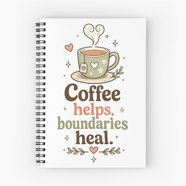 Item preview, Coffee Helps Boundaries Heal | Coffee Lover Self Care Quote designed and sold by LittleJoyStudio.Art.