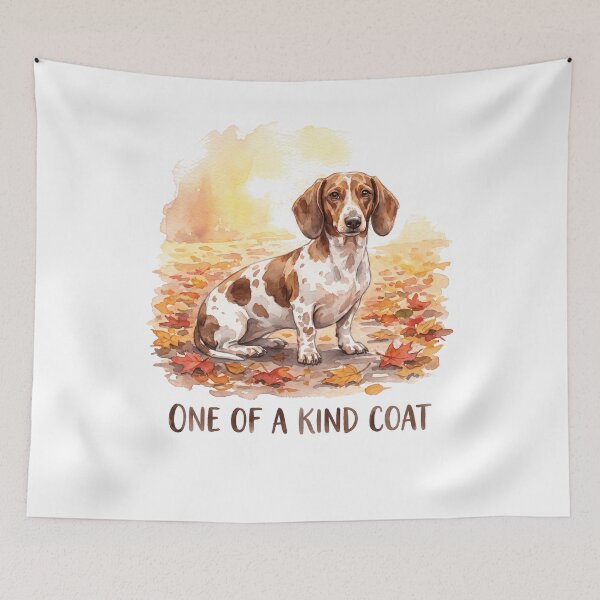 Item preview, Piebald Dachshund Fall Watercolor Art Print Design designed and sold by jgoteiner.