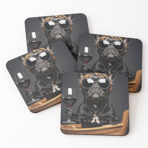 Item preview, French Bulldog Wall Art Funny Dog Photography Wine Lover Print Chic Pet Portrait Wine Art Modern Animal Poster designed and sold by Kzara Visual.