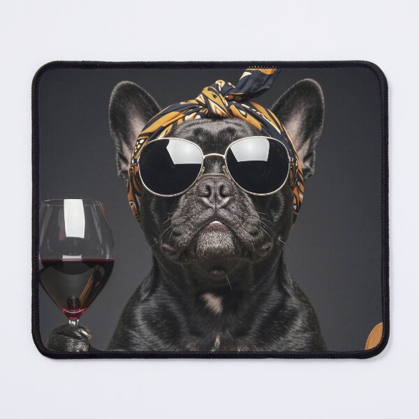 Item preview, French Bulldog Wall Art Funny Dog Photography Wine Lover Print Chic Pet Portrait Wine Art Modern Animal Poster designed and sold by Kzara Visual.