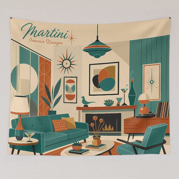 Item preview, Atomic Futuristic Martini Interior Designs Livingroom designed and sold by Lee Hiller Designs.