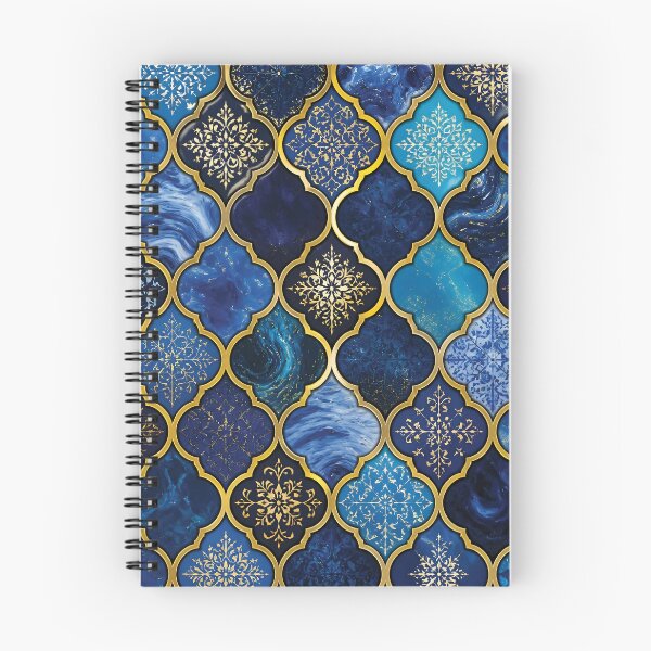 Item preview, Vibrant Moroccan Arabesque Tile Pattern with Gold Borders designed and sold by Lucia Amaris Art.