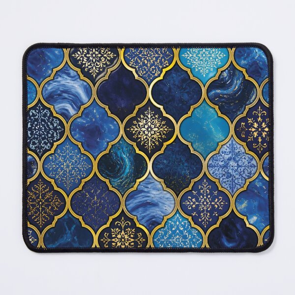 Item preview, Vibrant Moroccan Arabesque Tile Pattern with Gold Borders designed and sold by Lucia Amaris Art.