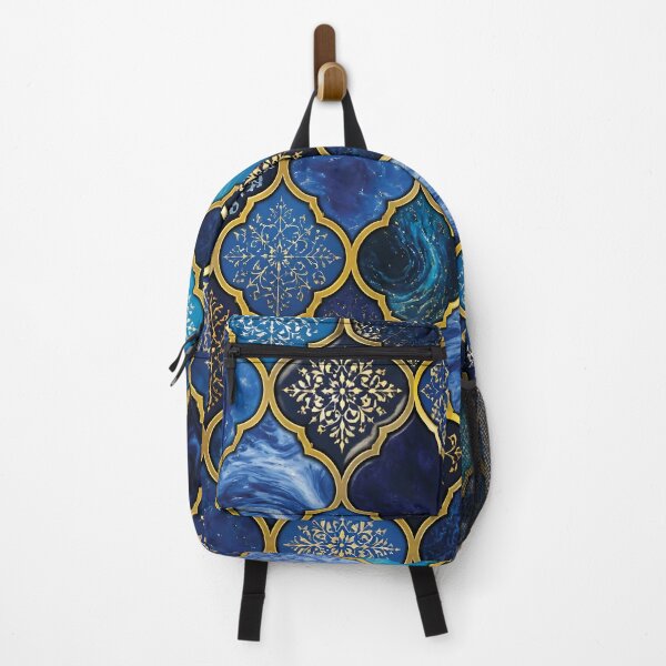 Item preview, Vibrant Moroccan Arabesque Tile Pattern with Gold Borders designed and sold by Lucia Amaris Art.