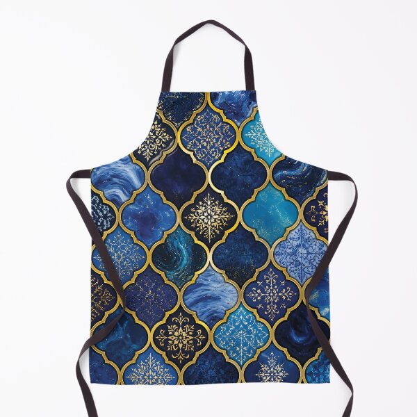 Item preview, Vibrant Moroccan Arabesque Tile Pattern with Gold Borders designed and sold by Lucia Amaris Art.