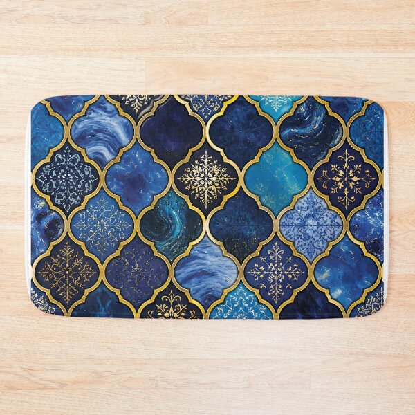 Item preview, Vibrant Moroccan Arabesque Tile Pattern with Gold Borders designed and sold by Lucia Amaris Art.